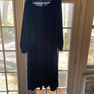 Chic Navy Velvet Asymmetrical Dress